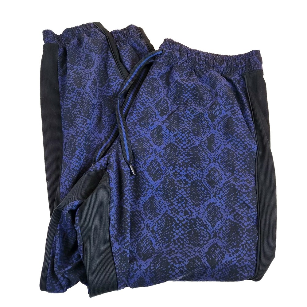Athleta Womens Brooklyn Camo Joggers Size 12 Blue Black Python Snake Print Pants